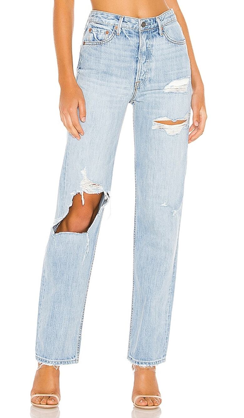 Grlfrnd Distressed Blue Mica Denim Jeans Size 27
